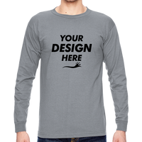 Bayside Unisex USA-Made Long Sleeve T-Shirt, Dark Ash, Front view, Mockup