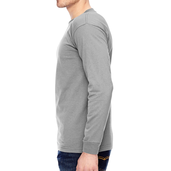 Bayside Unisex USA-Made Long Sleeve T-Shirt, Dark Ash, Left Sleeve (Long) view
