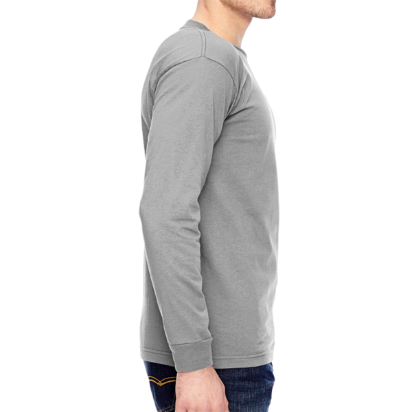 Bayside Unisex USA-Made Long Sleeve T-Shirt, Dark Ash, Right Sleeve (Long) view