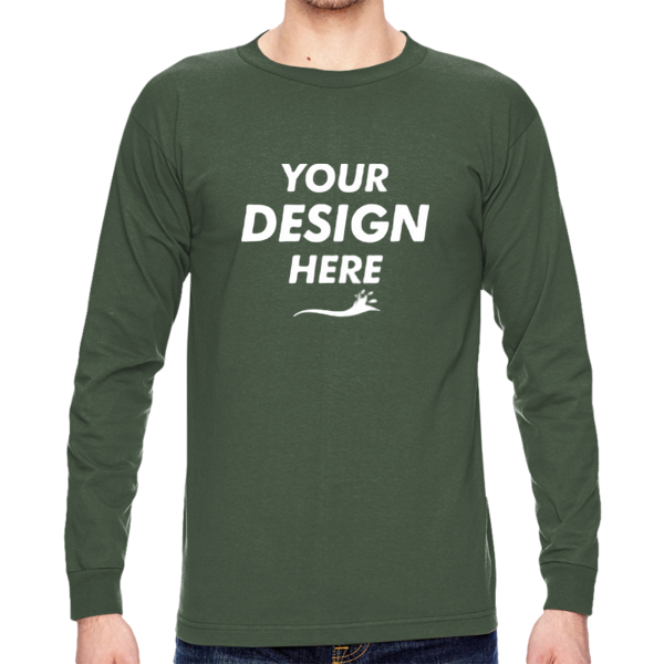 Bayside Unisex USA-Made Long Sleeve T-Shirt, Forest Green, Front view, Mockup