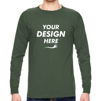 Bayside Unisex USA-Made Long Sleeve T-Shirt, Forest Green, Front view, Mockup