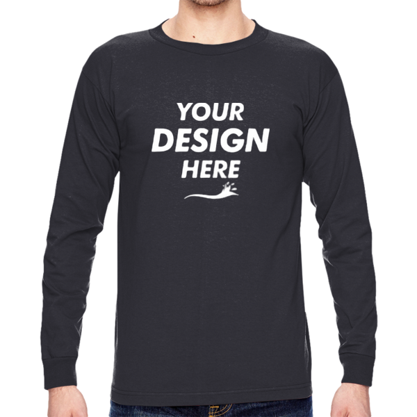 Bayside Unisex USA-Made Long Sleeve T-Shirt, Navy, Front view, Mockup