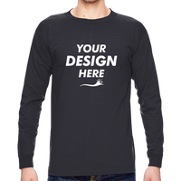 Bayside Unisex USA-Made Long Sleeve T-Shirt, Navy, Front view, Mockup