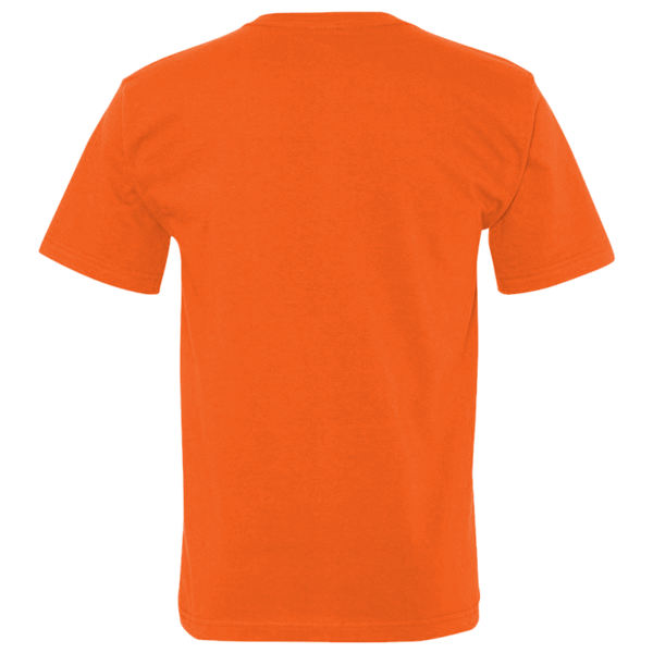 Bayside Unisex USA-Made Midweight Pocket T-Shirt, Bright Orange, Back view