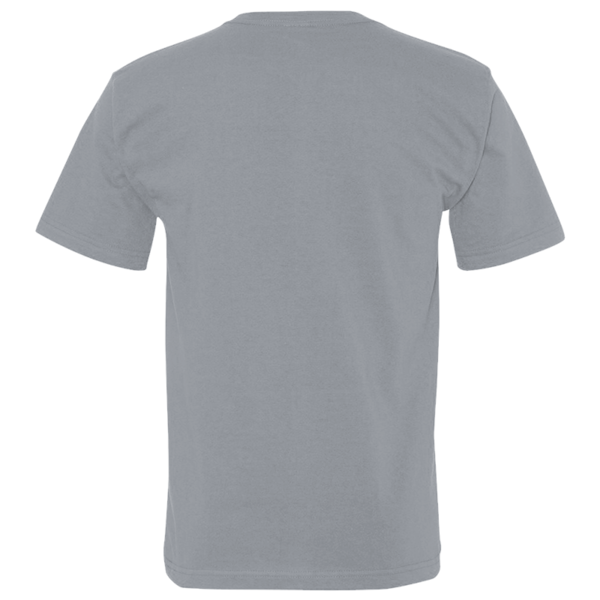 Bayside Unisex USA-Made Midweight Pocket T-Shirt, Dark Ash, Back view