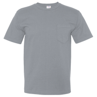 Bayside Unisex USA-Made Midweight Pocket T-Shirt, Dark Ash, Front view