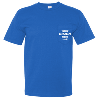 Bayside Unisex USA-Made Midweight Pocket T-Shirt, Royal, Front view, Mockup