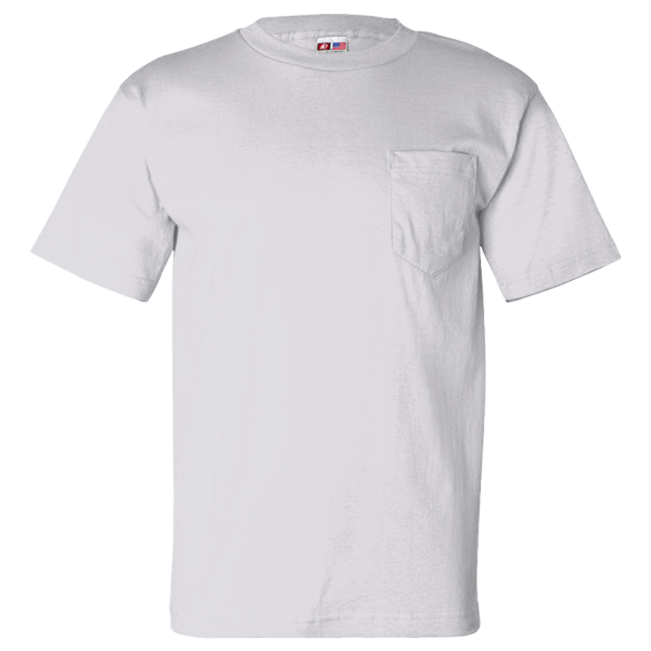 Bayside Unisex USA-Made Pocket T-Shirt, Ash, Front view