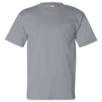 Bayside Unisex USA-Made Pocket T-Shirt, Dark Ash, Front view