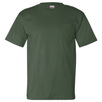 Bayside Unisex USA-Made Pocket T-Shirt, Forest Green, Front view