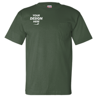 Bayside Unisex USA-Made Pocket T-Shirt, Forest Green, Front view, Mockup