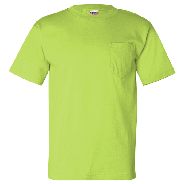 Bayside Unisex USA-Made Pocket T-Shirt, Lime Green, Front view