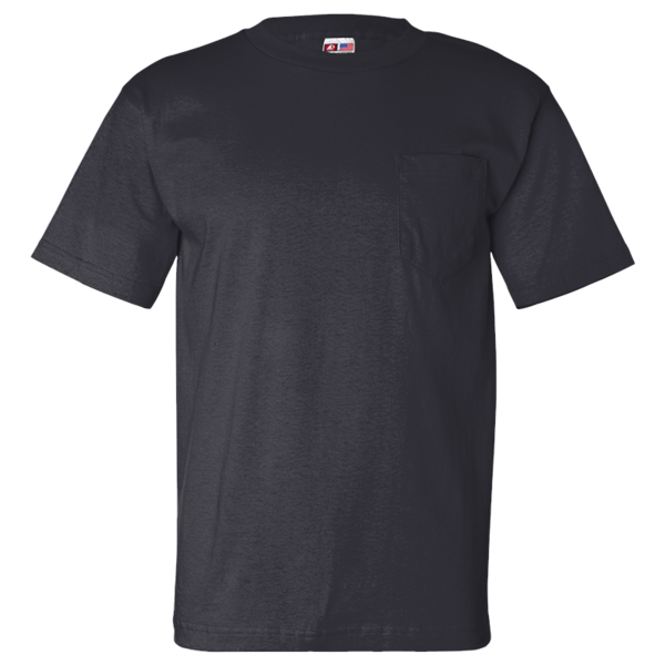 Bayside Unisex USA-Made Pocket T-Shirt, Navy, Front view