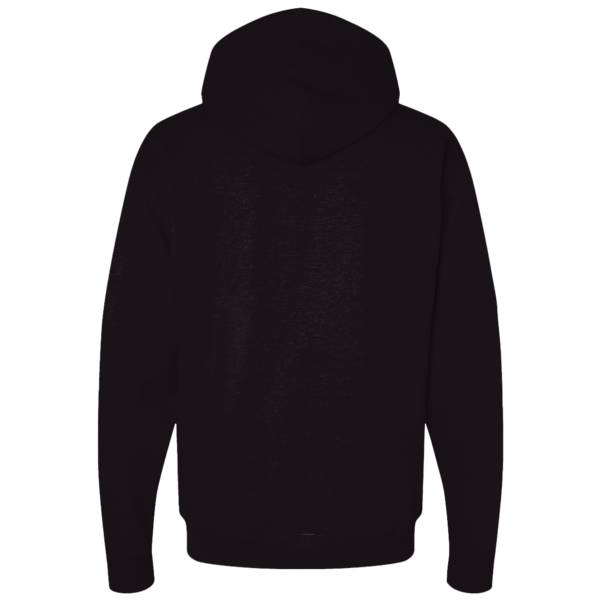 Bayside Unisex USA-Made Super Heavy Thermal Lined Full-Zip Hooded Sweatshirt, Black / Cream, Back view