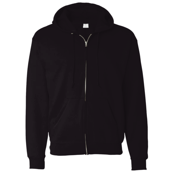 Bayside Unisex USA-Made Super Heavy Thermal Lined Full-Zip Hooded Sweatshirt, Black / Cream, Front view