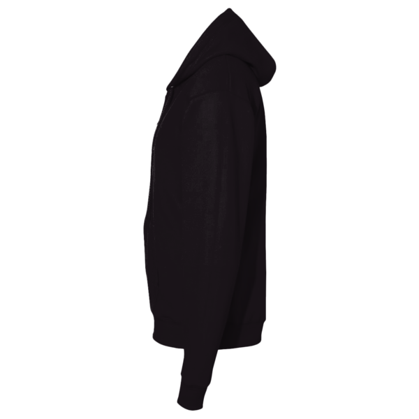 Bayside Unisex USA-Made Super Heavy Thermal Lined Full-Zip Hooded Sweatshirt, Black / Cream, Left Sleeve view