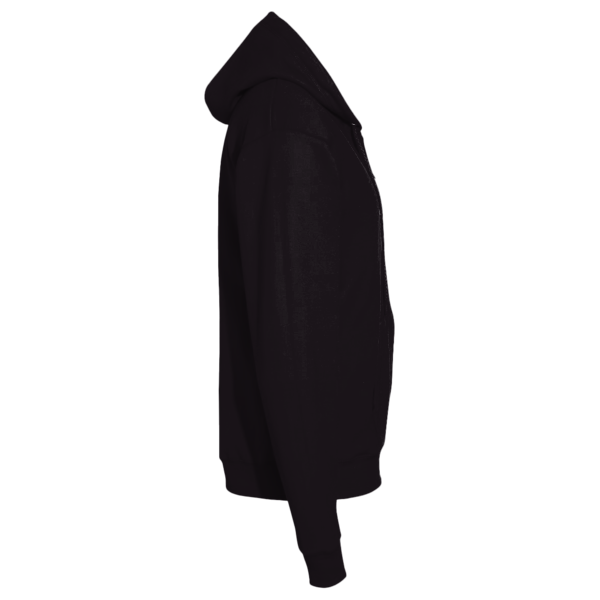 Bayside Unisex USA-Made Super Heavy Thermal Lined Full-Zip Hooded Sweatshirt, Black / Cream, Right Sleeve view