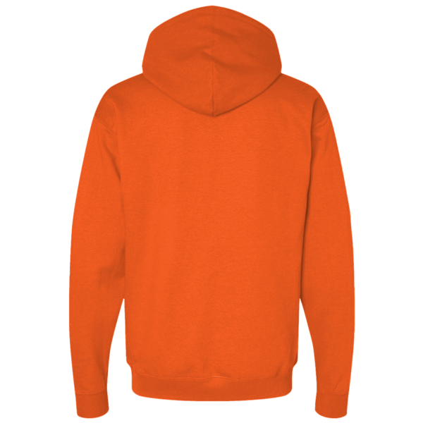 Bayside Unisex USA-Made Super Heavy Thermal Lined Full-Zip Hooded Sweatshirt, Bright Orange / Dark Grey, Back view