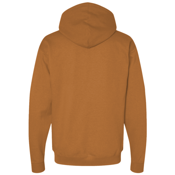 Bayside Unisex USA-Made Super Heavy Thermal Lined Full-Zip Hooded Sweatshirt, Caramel Brown / Cream, Back view