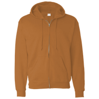 Bayside Unisex USA-Made Super Heavy Thermal Lined Full-Zip Hooded Sweatshirt, Caramel Brown / Cream, Front view