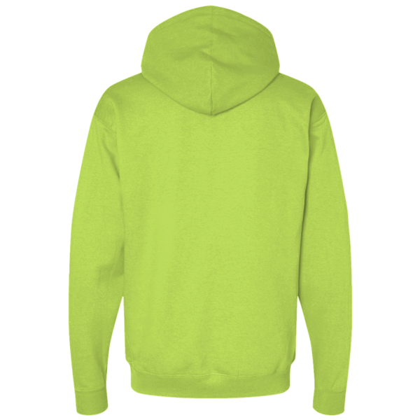 Bayside Unisex USA-Made Super Heavy Thermal Lined Full-Zip Hooded Sweatshirt, Lime Green / Dark Grey, Back view