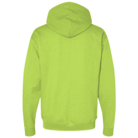 Bayside Unisex USA-Made Super Heavy Thermal Lined Full-Zip Hooded Sweatshirt, Lime Green / Dark Grey, Back view