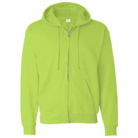 Bayside Unisex USA-Made Super Heavy Thermal Lined Full-Zip Hooded Sweatshirt, Lime Green / Dark Grey, Front view