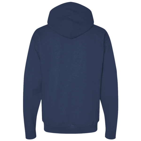 Bayside Unisex USA-Made Super Heavy Thermal Lined Full-Zip Hooded Sweatshirt, Navy / Cream, Back view