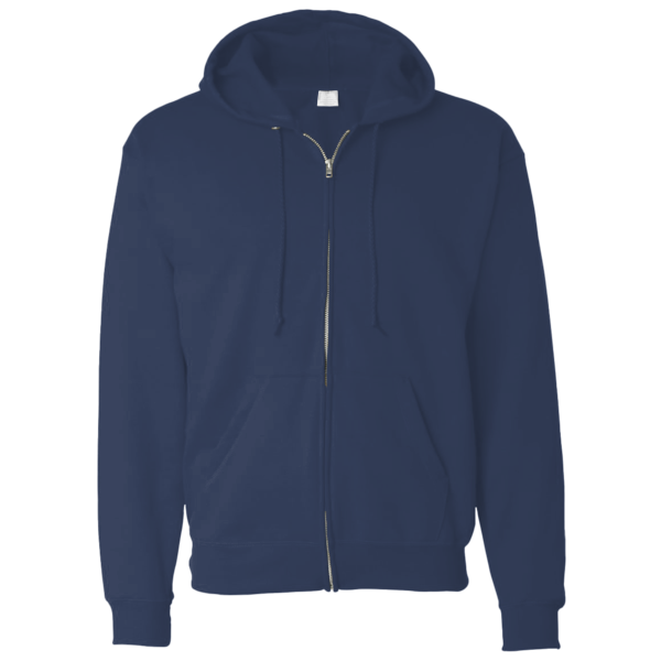 Bayside Unisex USA-Made Super Heavy Thermal Lined Full-Zip Hooded Sweatshirt, Navy / Cream, Front view