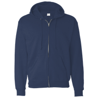 Bayside Unisex USA-Made Super Heavy Thermal Lined Full-Zip Hooded Sweatshirt, Navy / Cream, Front view