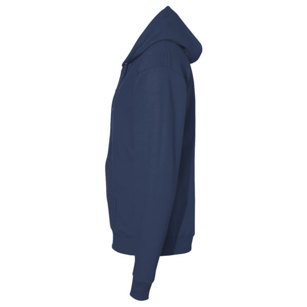 Bayside Unisex USA-Made Super Heavy Thermal Lined Full-Zip Hooded Sweatshirt, Navy / Cream, Left Sleeve view