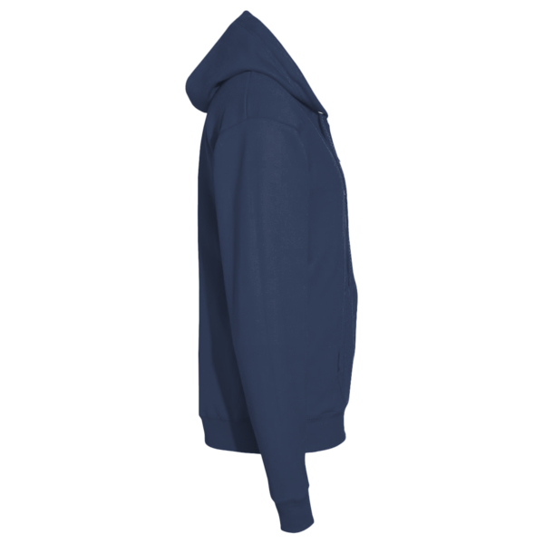 Bayside Unisex USA-Made Super Heavy Thermal Lined Full-Zip Hooded Sweatshirt, Navy / Cream, Right Sleeve view