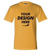 Bayside Unisex Union-Made T-Shirt, Gold, Front view, Mockup