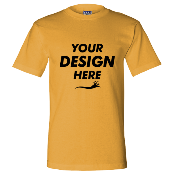 Bayside Unisex Union-Made T-Shirt, Gold, Front view, Mockup