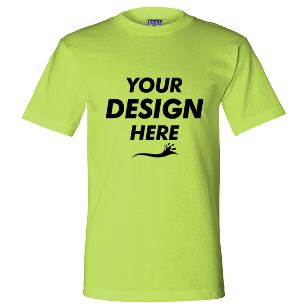 Bayside Unisex Union-Made T-Shirt, Lime Green, Front view, Mockup