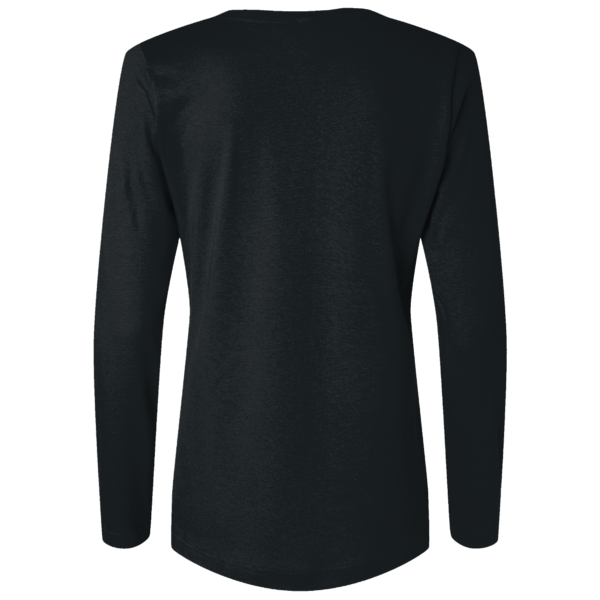 Bayside Women's USA-Made Deep V-Neck Long Sleeve T-Shirt, Black, Back view