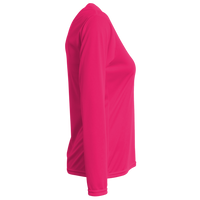 Bayside Women's USA-Made Deep V-Neck Long Sleeve T-Shirt, Bright Pink, Right Sleeve view