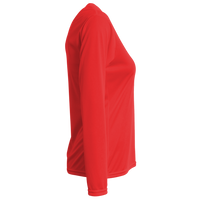 Bayside Women's USA-Made Deep V-Neck Long Sleeve T-Shirt, Red, Right Sleeve view