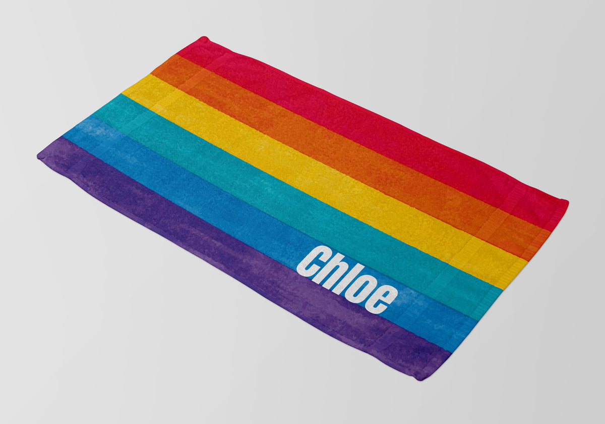 Personalized Rainbow Pride Beach Towel, Colorful Standart Beach Towel, Colorful Premium Beach Towel