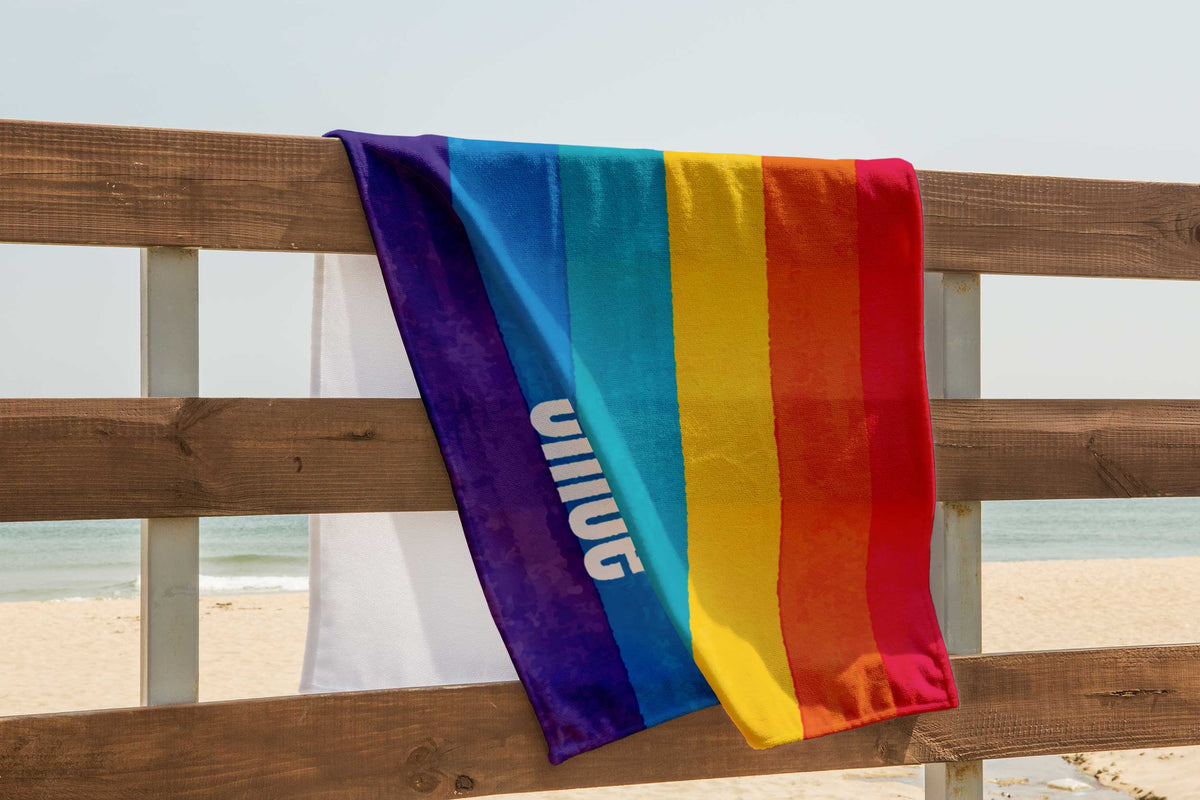 Personalized Rainbow Pride Beach Towel, Colorful Standart Beach Towel, Colorful Premium Beach Towel