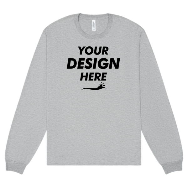 Bella + Canvas 6 oz. Heavyweight Long Sleeve Tee, Athletic Heather, Front view, Mockup
