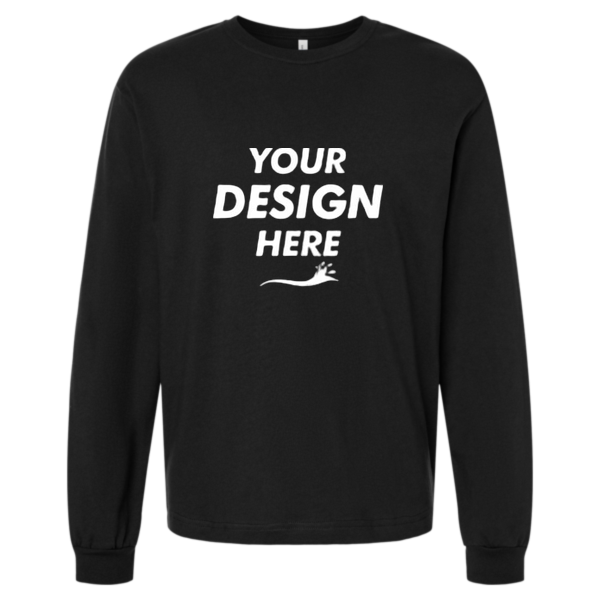 Bella + Canvas 6 oz. Heavyweight Long Sleeve Tee, Black, Front view, Mockup