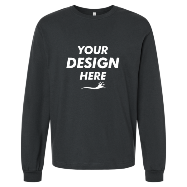 Bella + Canvas 6 oz. Heavyweight Long Sleeve Tee, Dark Grey, Front view, Mockup