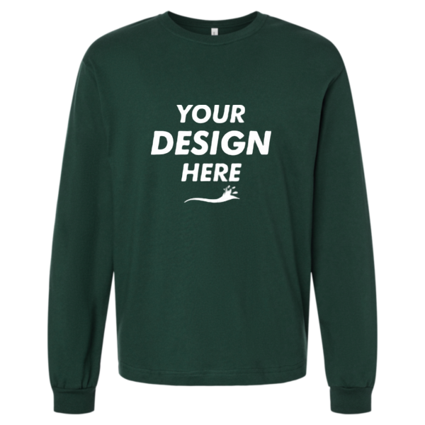 Bella + Canvas 6 oz. Heavyweight Long Sleeve Tee, Forest, Front view, Mockup
