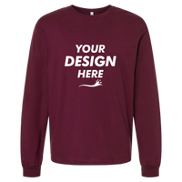 Bella + Canvas 6 oz. Heavyweight Long Sleeve Tee, Maroon, Front view, Mockup