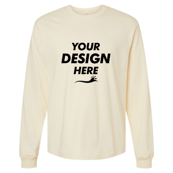 Bella + Canvas 6 oz. Heavyweight Long Sleeve Tee, Natural, Front view, Mockup