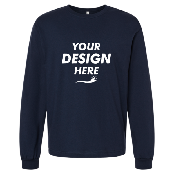Bella + Canvas 6 oz. Heavyweight Long Sleeve Tee, Navy, Front view, Mockup