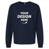 Bella + Canvas 6 oz. Heavyweight Long Sleeve Tee, Navy, Front view, Mockup