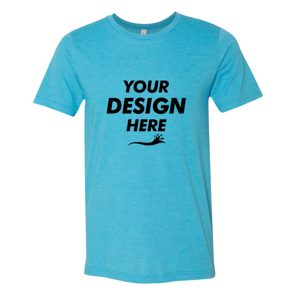 Bella + Canvas CVC Jersey Tee, Heather Aqua, Front view, Mockup