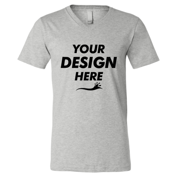 Bella + Canvas Heather CVC V-Neck Tee, Athletic Heather, Front view, Mockup